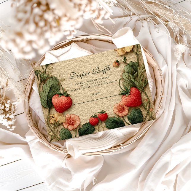 Carte D'accompagnement Strawberry Cottagecore Baby Shower Diapper Raffle  (Créateur téléchargé)