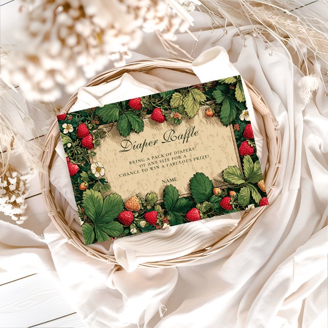 Carte D'accompagnement Strawberry Fairytale Baby Shower Diapper Raffle  (Créateur téléchargé)