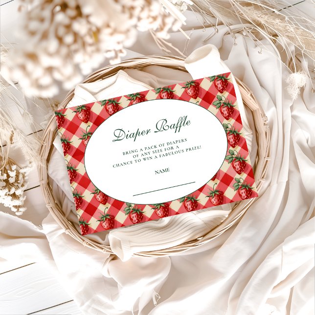 Carte D'accompagnement Strawberry Gingham Cottage Diapper Raffle (Créateur téléchargé)