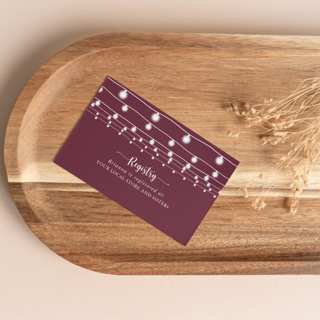 Carte D'accompagnement String Lights Burgundy Mariage Cadeau Registre (Créateur téléchargé)