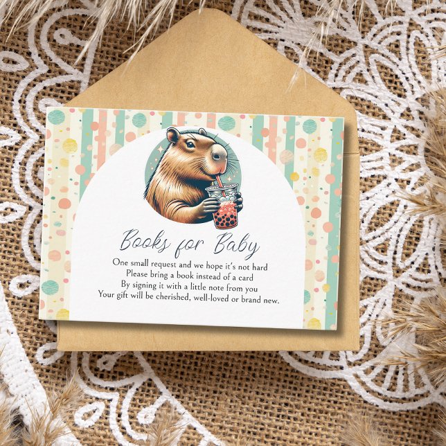Carte D'accompagnement Striped Funny Capybara Baby Shower Books For Baby (Créateur téléchargé)