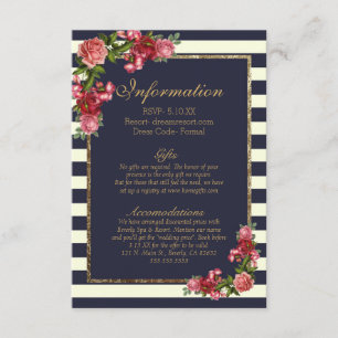 Carte D'accompagnement Stripes de la marine rose et informations sur les 