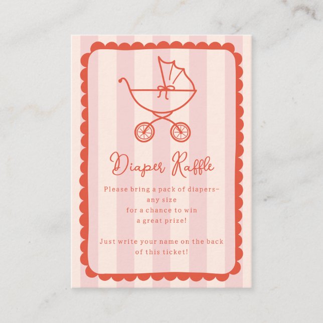 Carte D'accompagnement Stroller Scalloped Pink Baby Shower Diaper Raffle (Devant)