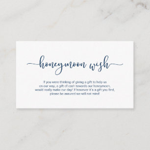 Carte D'accompagnement Style bleu marine moderne, Mariage lune de miel so