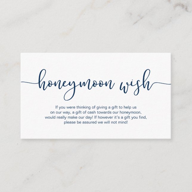Carte D'accompagnement Style bleu marine moderne, Mariage lune de miel so (Devant)