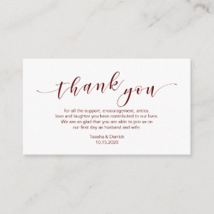 Carte D'accompagnement Style bourgogne moderne, Merci Mariage