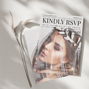 Carte D'accompagnement Style de magazine unique Editorial Photo Wedding R