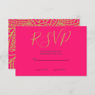 Carte D'accompagnement Style indien Rose or couleur Mariage moderne RSVP