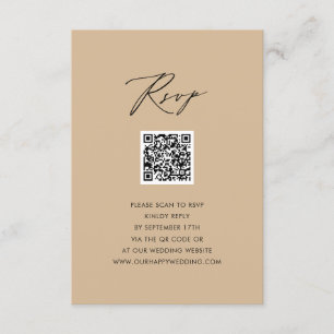 Carte D'accompagnement Style moderne Beige Élégant Script Simple QR Weddi
