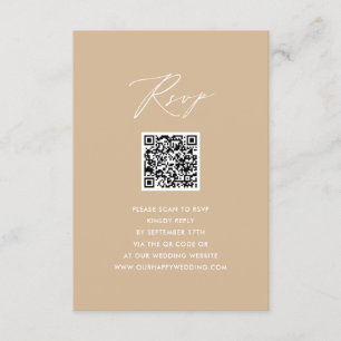 Carte D'accompagnement Style moderne Beige Élégant Script Simple QR Weddi