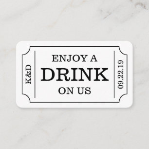 Carte D'accompagnement Style Ticket Gras "Savourez Un Verre Sur Nous" Mod