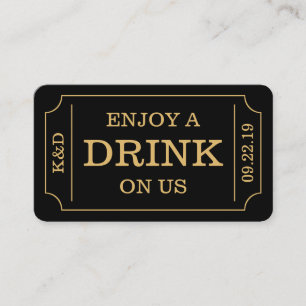 Carte D'accompagnement Style Ticket Gras "Savourez Un Verre Sur Nous" Mod