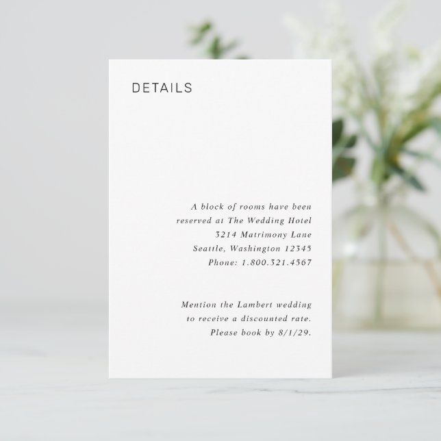 Carte D'accompagnement Stylish Black and White Minimalist Wedding (Debout devant)