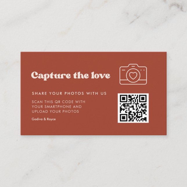 Carte D'accompagnement Stylish retro Terracotta Capturez l'amour (Devant)