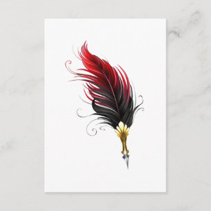 Carte D'accompagnement Stylo rouge en plumes avec nib or