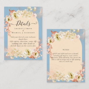 Carte D'accompagnement Sublime Dusty Blue Peach Mariage