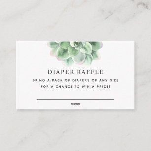 Carte D'accompagnement Succulent floral. Billet baby shower Diaper Raffle