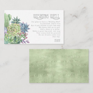 Carte D'accompagnement Succulents et mousseux Wishing Well V1 Green ID515