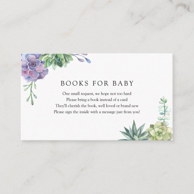 Carte D'accompagnement Succulents Livres pour Baby insert card (Devant)