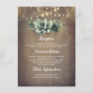 Carte D'accompagnement Succulents rustiques Informations sur les Mariages