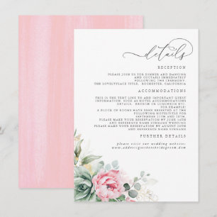 Carte D'accompagnement Succulents Verdure rose Floral Détails du Mariage