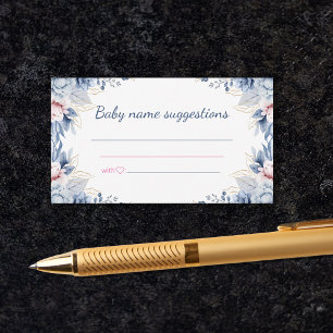 Carte D'accompagnement suggestions de nom de bébé baby shower floral