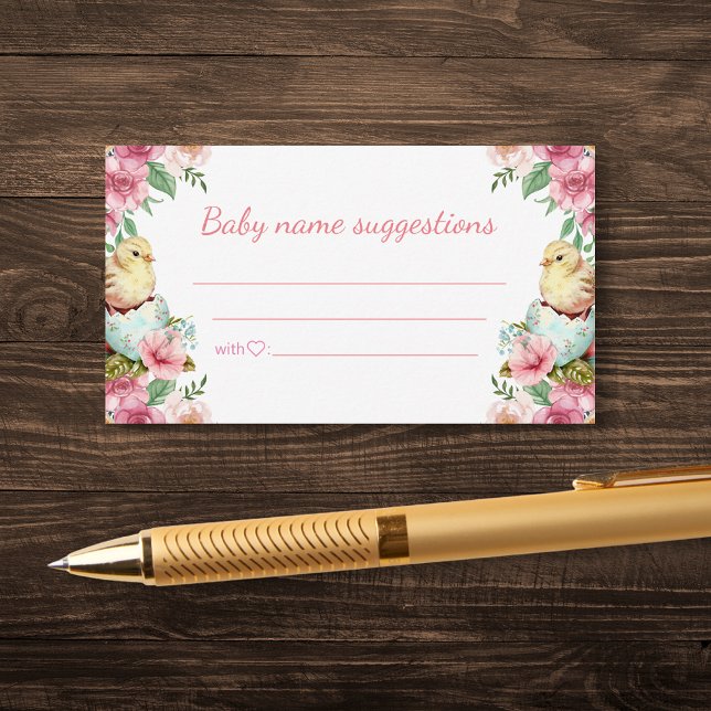 Carte D'accompagnement suggestions de nom de bébé baby shower floral pâqu (Créateur téléchargé)