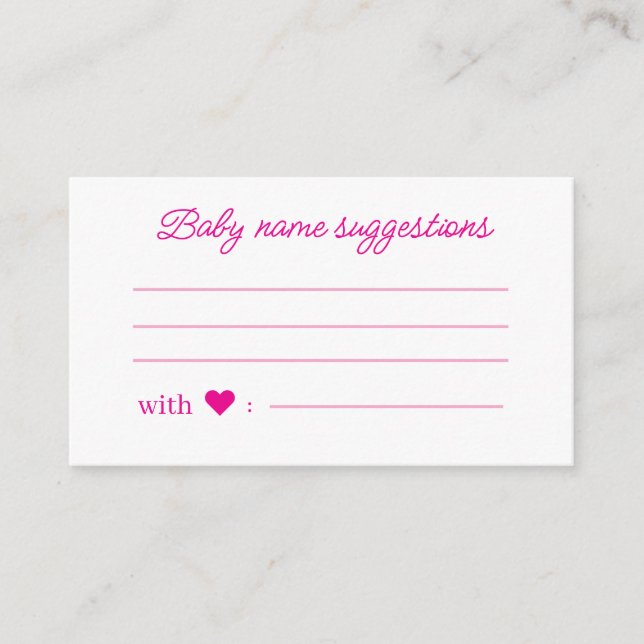 Carte D'accompagnement Suggestions de nom de bébé, baby shower minimalist (Devant)