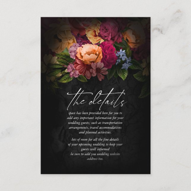 Carte D'accompagnement Sultry Nights Floral Mariage Détails ID829 (Devant)