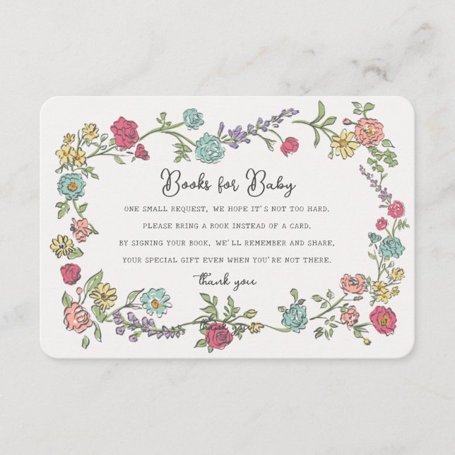 Carte D'accompagnement Summer Garden Party Livres pour Baby shower Insére (Devant)