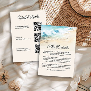 Carte D'accompagnement Summer Watercolor Beach Détails du mariage Code QR