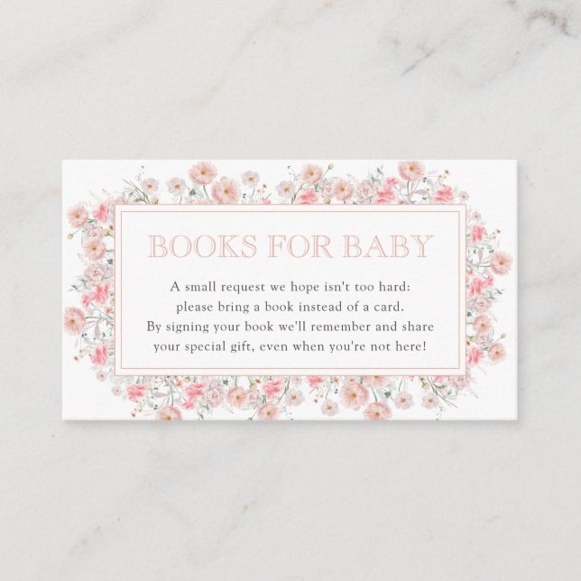 Carte D'accompagnement Summer Wildflower Baby Shower Books for Baby (Devant)