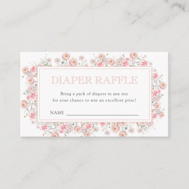 Carte D'accompagnement Summer Wildflower Baby Shower Diaper Raffle (Devant)