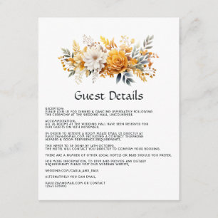Carte D'accompagnement Sundial Floral Mariage Détails de l'invité