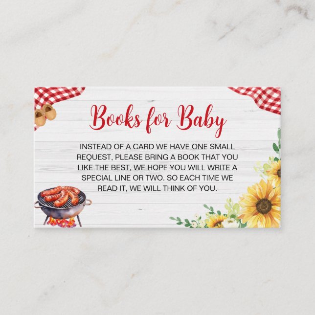Carte D'accompagnement Sunflower BBQ Baby showers Livres pour bébé (Devant)