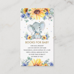 Carte D'accompagnement Sunflower Blue Floral Elephant Boy Livres pour béb
