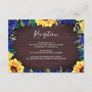Carte D'accompagnement Sunflower Blue Rose Bordure Réception de mariage