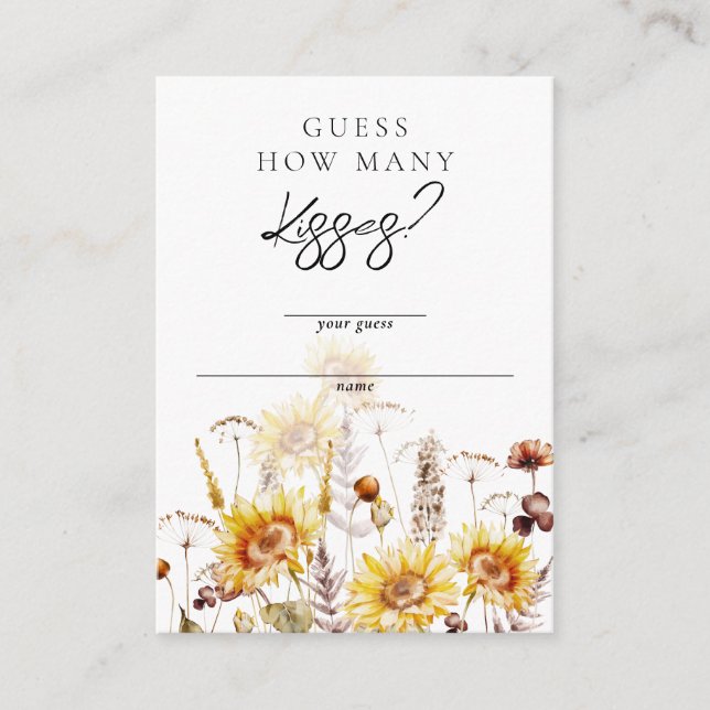 Carte D'accompagnement Sunflower Boho Fleur sauvage Fête des mariées Guis (Devant)