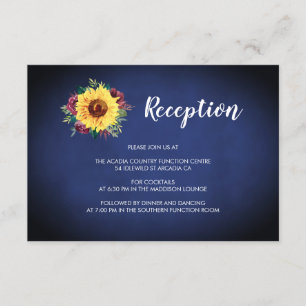 Carte D'accompagnement Sunflower Bourgogne Rose Navy Blue Réception