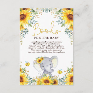 Carte D'accompagnement Sunflower Elephant Livres Baby showers pour bébé