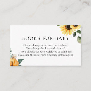Carte D'accompagnement Sunflower et Citrouille Livres pour Baby insert ca
