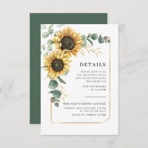 Carte D'accompagnement Sunflower Eucalyptus Foliage Détails du Mariage