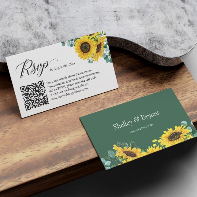 Carte D'accompagnement Sunflower Eucalyptus Mariage en ligne RSVP QR Code (Créateur téléchargé)