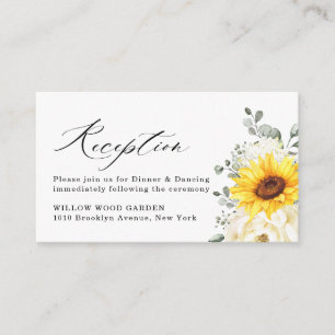 Carte D'accompagnement Sunflower Ivory Peony Eucalyptus Détails du Mariag
