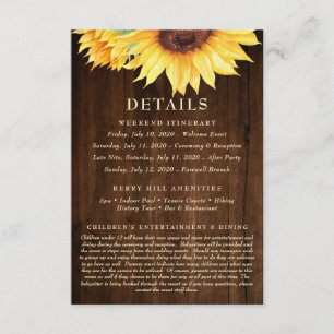 Carte D'accompagnement Sunflower Rustic Wood Watercolor Détails de la fin