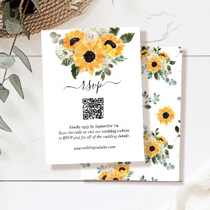 Carte D'accompagnement Sunflower Sage Greenery QR Code Mariage RSVP