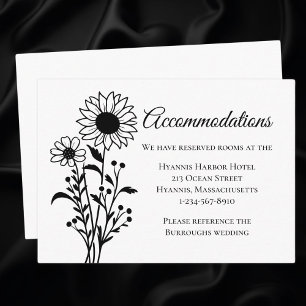 Carte D'accompagnement Sunflowers Country Mariage Hébergement