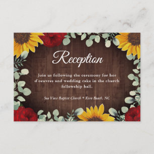Carte D'accompagnement Sunflowers Roses Eucalyptus Réception de mariage e