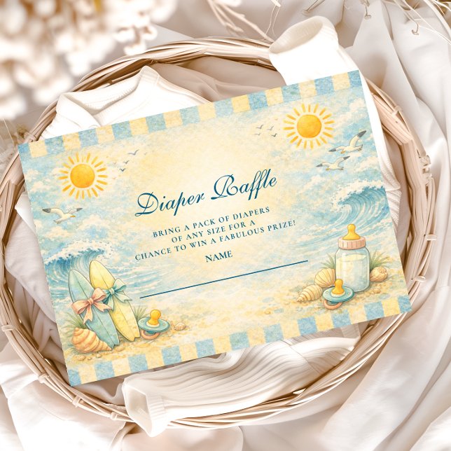 Carte D'accompagnement Sunny Surf Vibes Baby Shower Dipper Raffle (Créateur téléchargé)