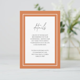Carte D'accompagnement Sunset Orange Bold Bordure moderne Mariage